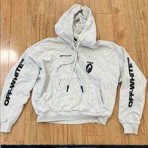 Off-White Light Gray Hoodie with Black Accents